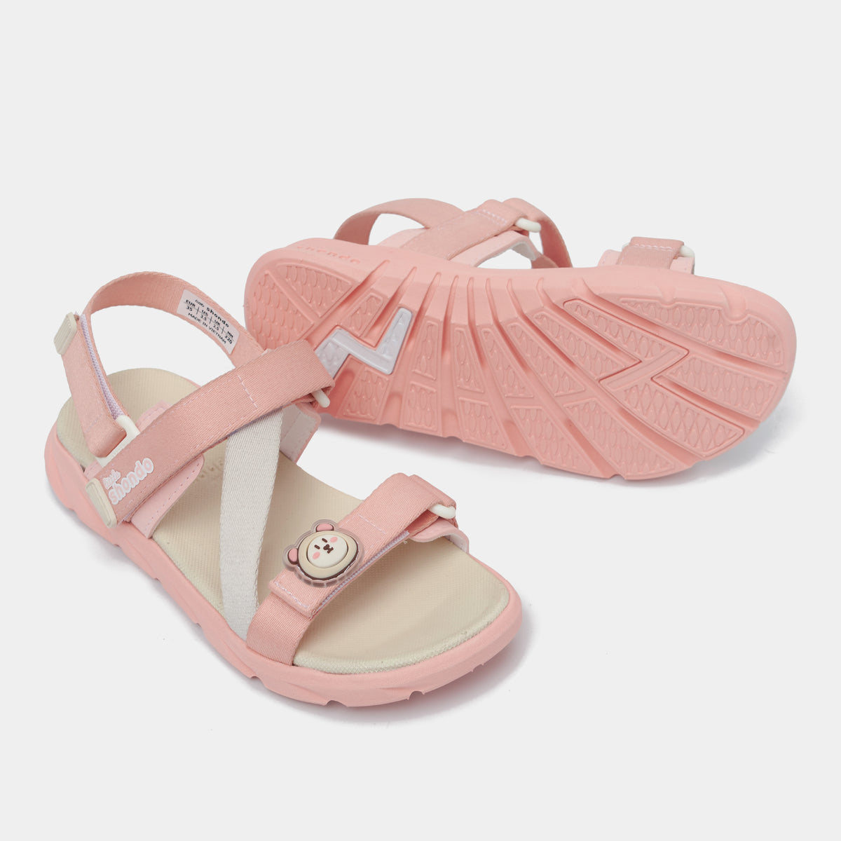Sandal Trẻ Em Little 6 Quai Chéo Hồng Kem