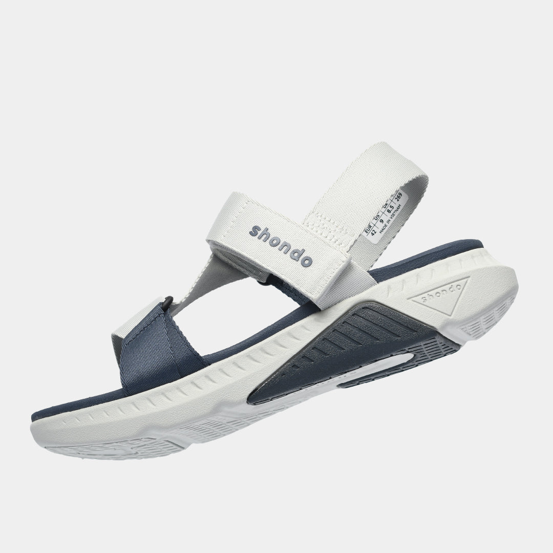 Giày Sandal Nam Nữ Shondo F7R Quai Chéo Xám Rêu Xanh Dương