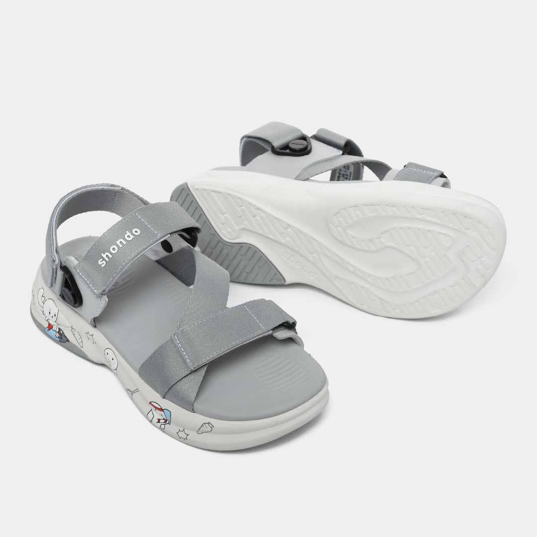 Sandal F8B T7M nam nữ khóa xoay xám