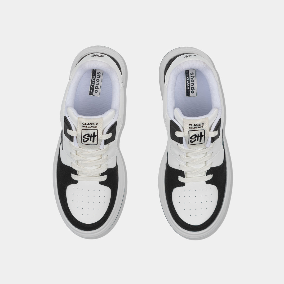 Giày sneaker Class 2 logo Shondo nam nữ trắng đen