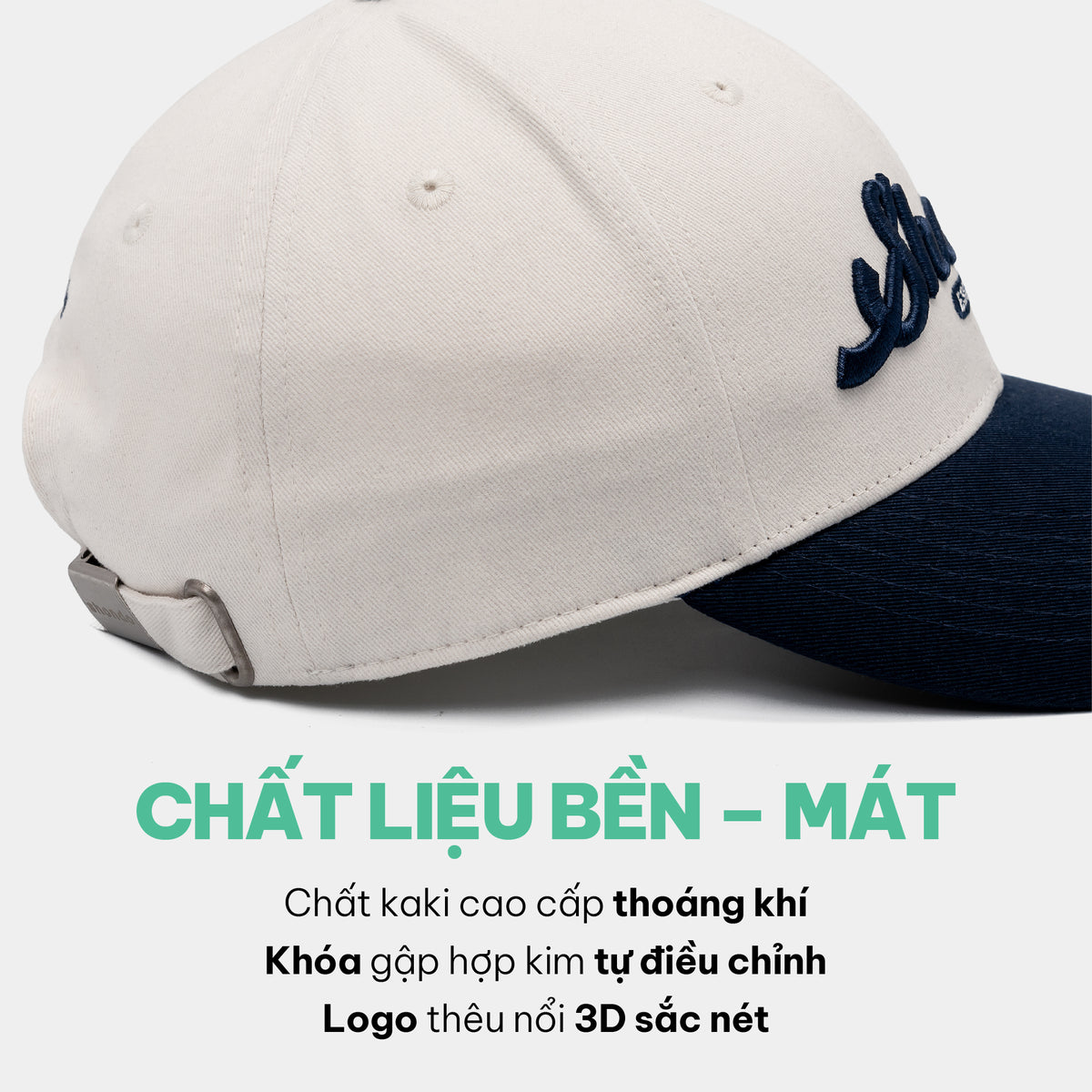 Nón lưỡi trai thêu logo Shondo trắng xanh