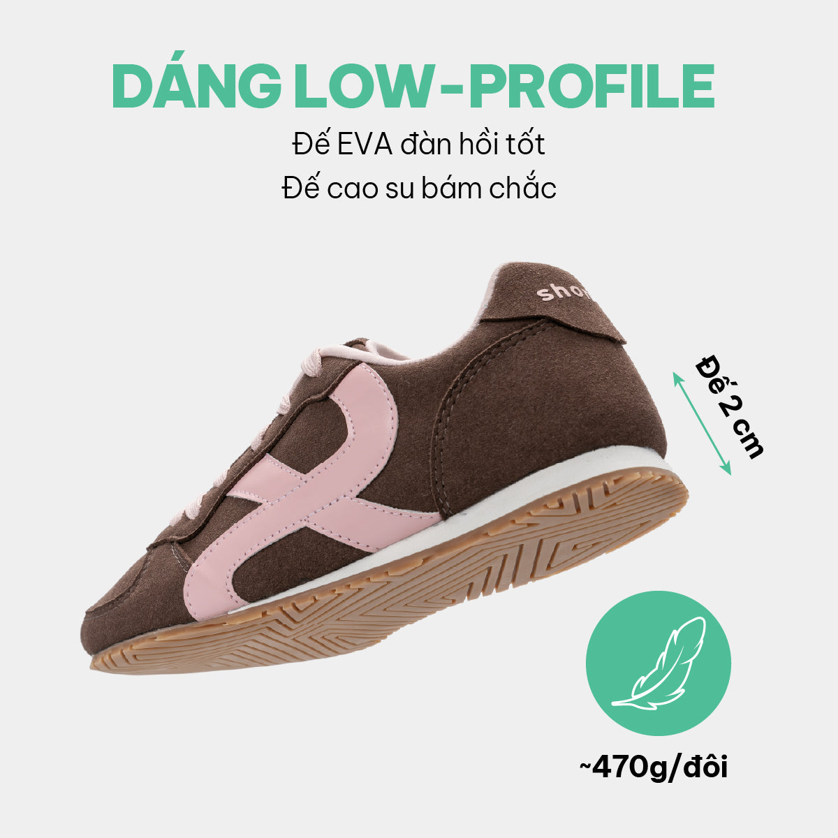 Giày sneaker đế thấp nữ Class 5 nâu