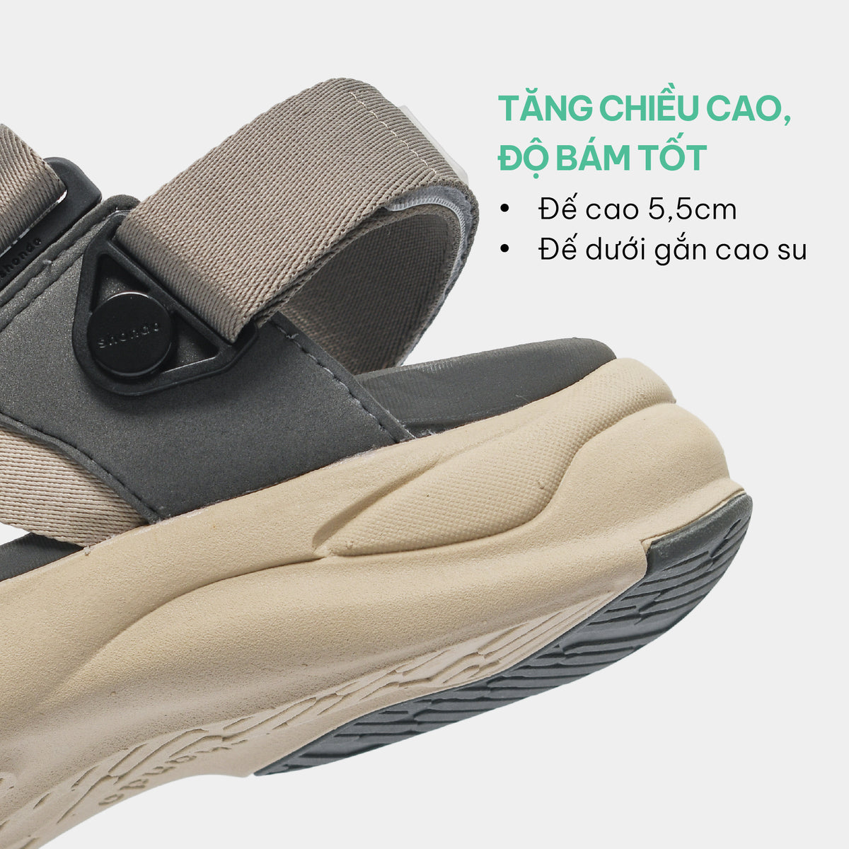 Sandal nam nữ F8B quai xoay be xám