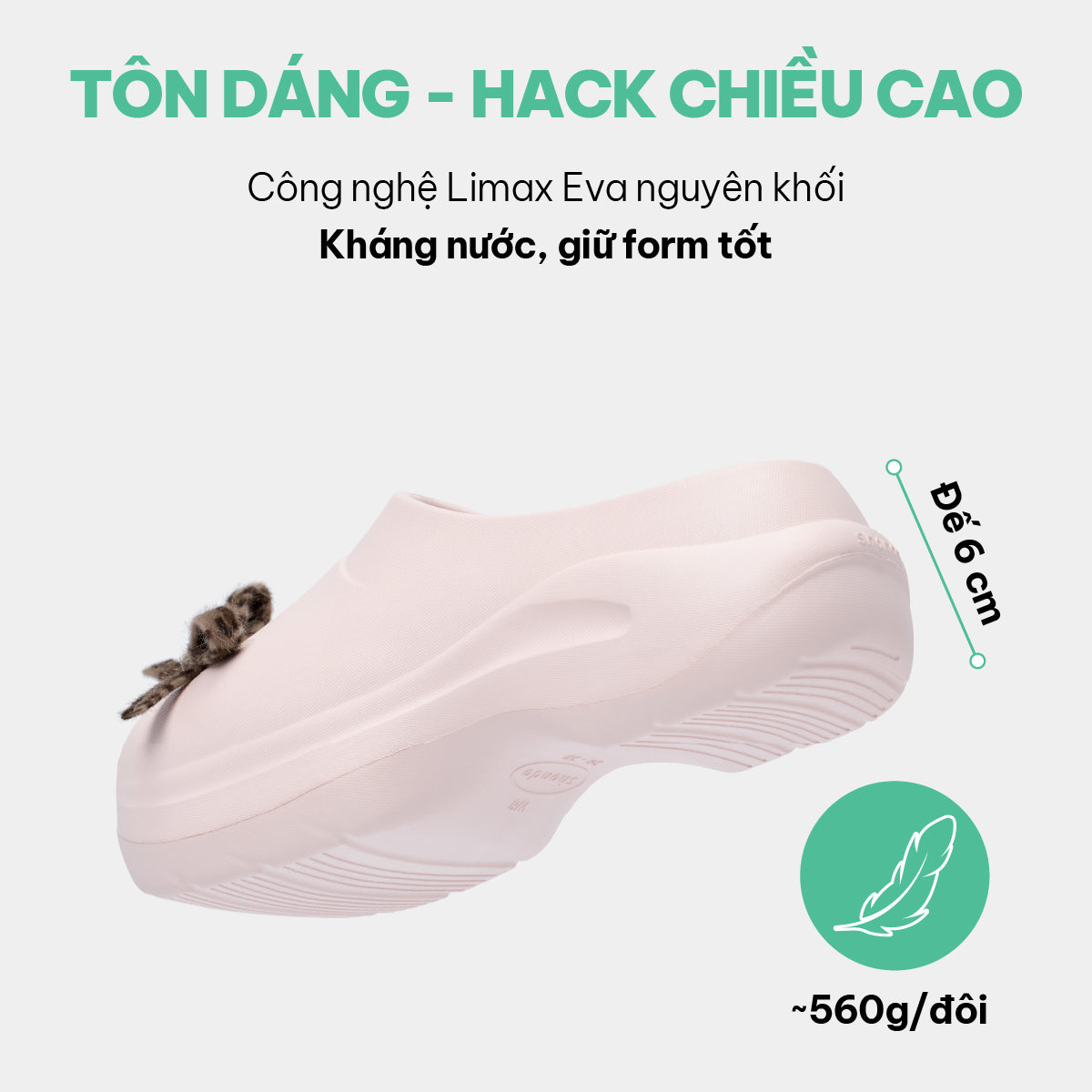 Dép Sục Nữ Mule Chic Da Báo Đế Cao Hồng