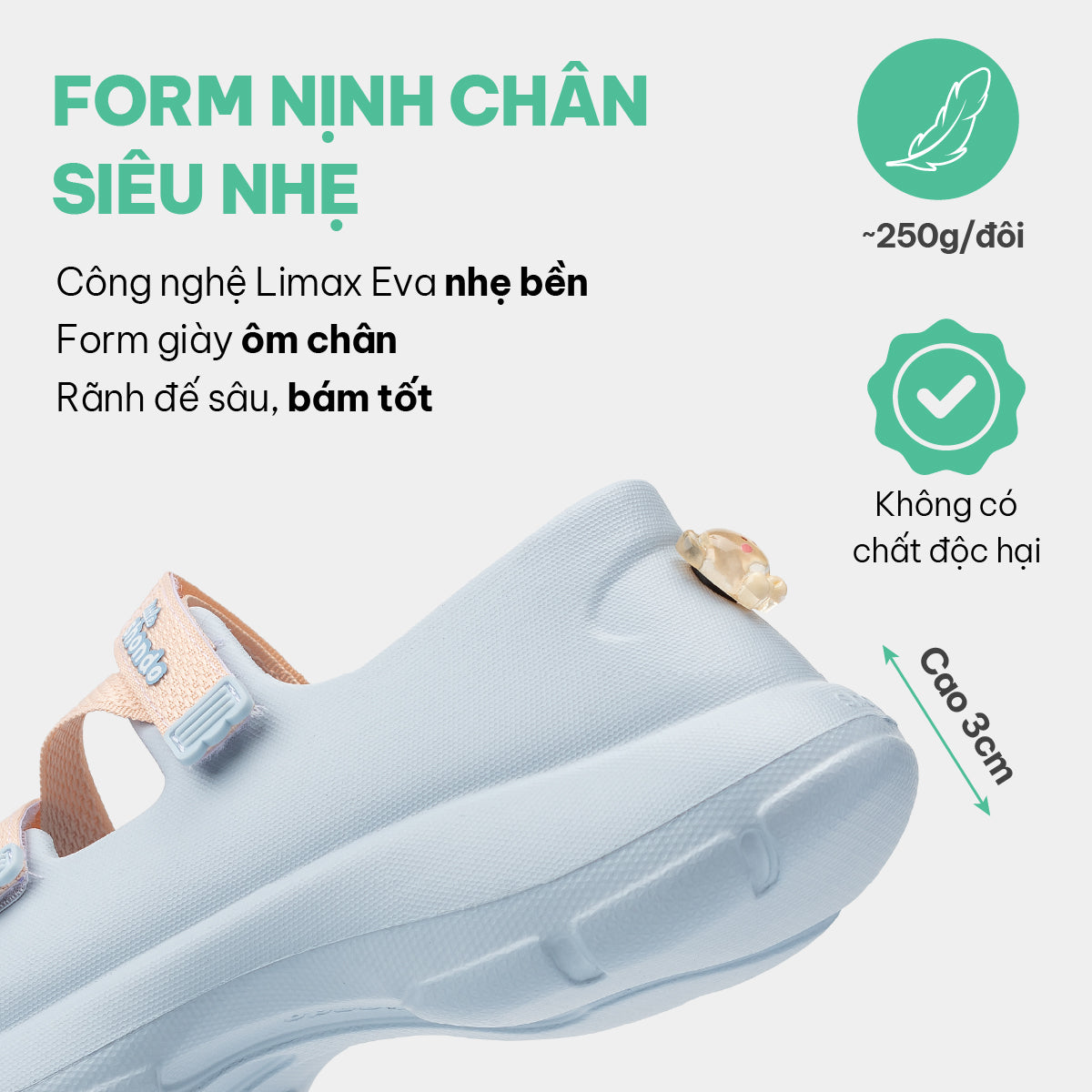 Giày ballet sneaker bé gái Little Dreamie xanh trời