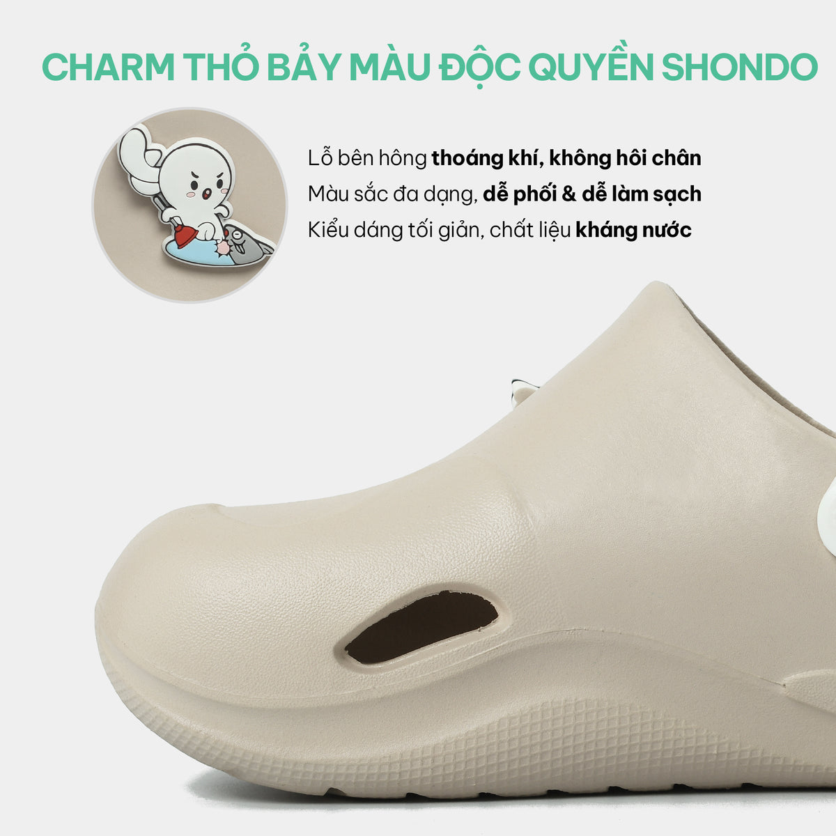 Clog nhựa đúc nam nữ Suke T7M be