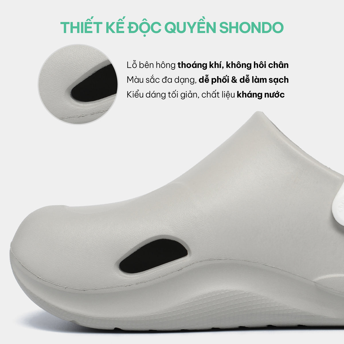Clog SUKE nhựa đúc nam nữ xám