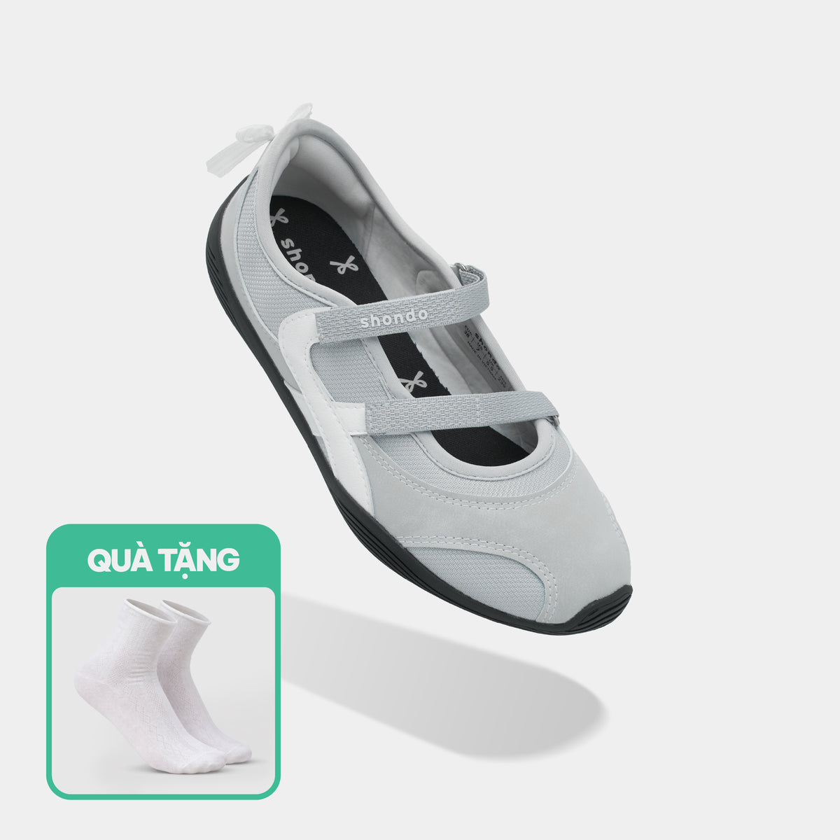 Giày Sneaker ballet Minie nơ nữ xám xanh