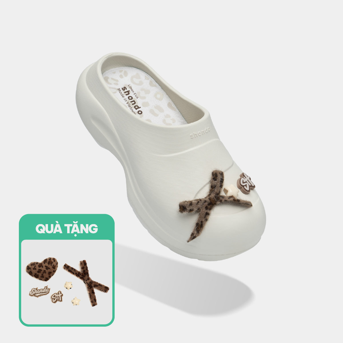 Dép Sục Nữ Mule Chic Da Báo Đế Cao Trắng Kem