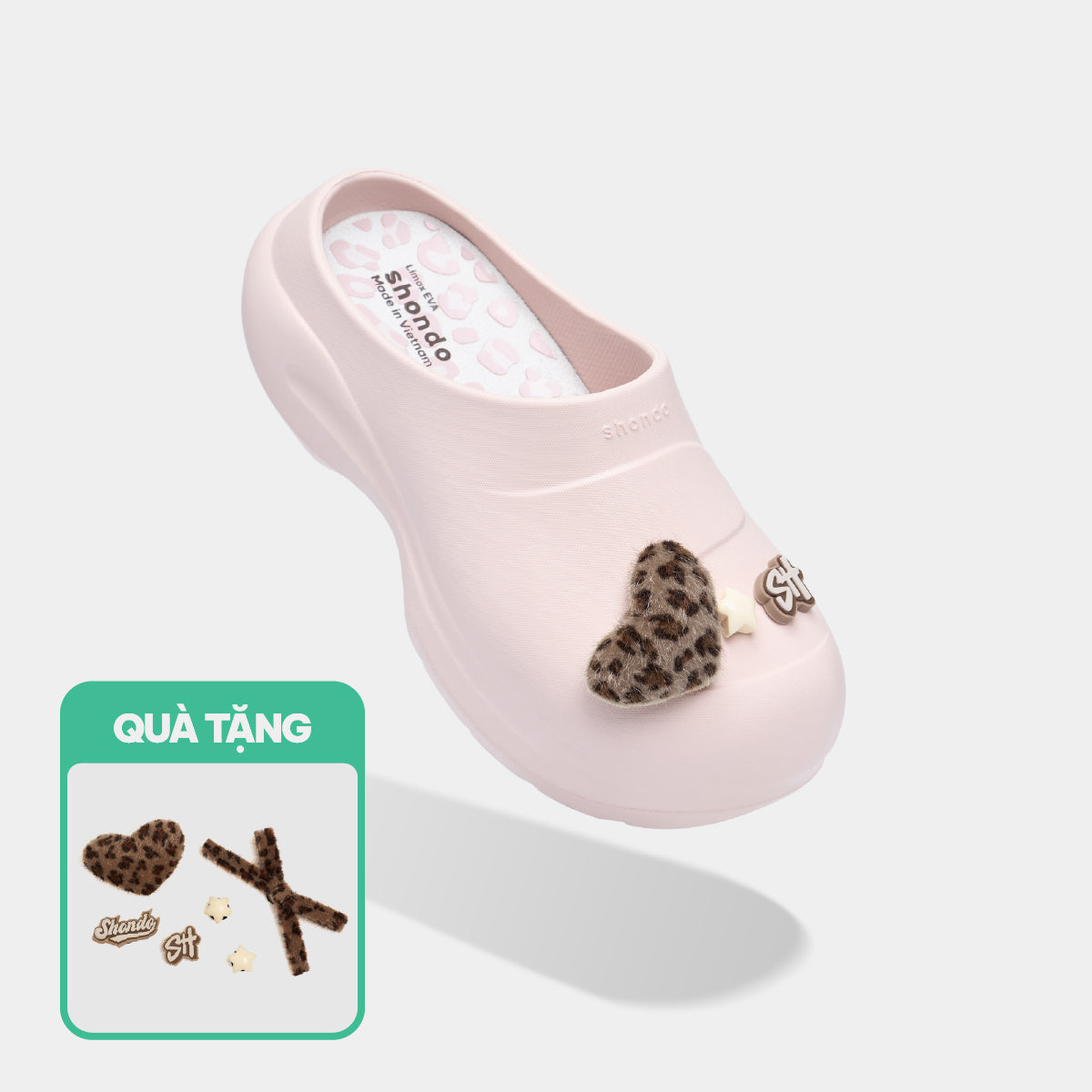 Dép Sục Nữ Mule Chic Da Báo Đế Cao Hồng