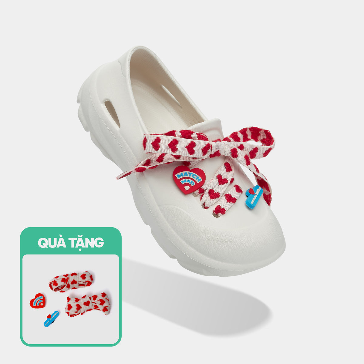 Giày Sneaker Shondo EZI Limax Nữ Valentine Màu Trắng Kem