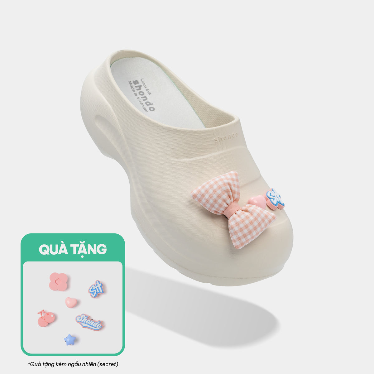 Clog MULE CHIC Limax đế cao nữ trắng kem