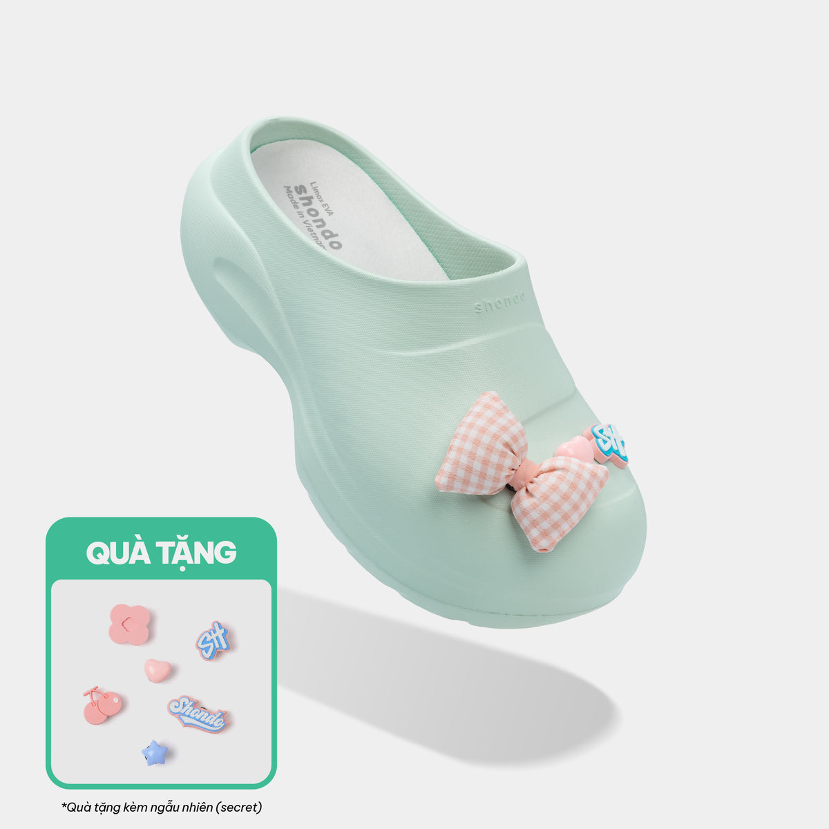 Clog MULE CHIC Limax đế cao nữ xanh mint