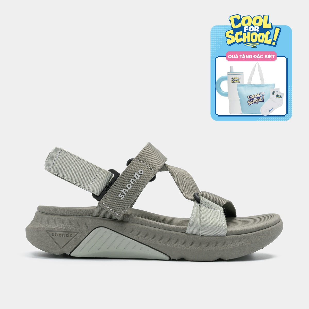 Sandal Nam Nữ Shondo F7R Quai Chéo Xanh Rêu