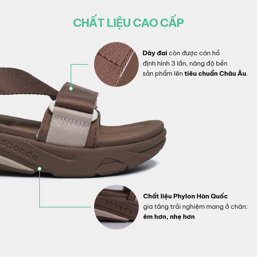 Sandal F8M thể thao nam nữ quai chéo nâu