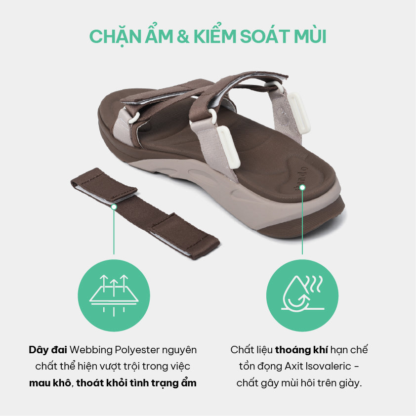 Sandal F8M thể thao nam nữ quai chéo nâu
