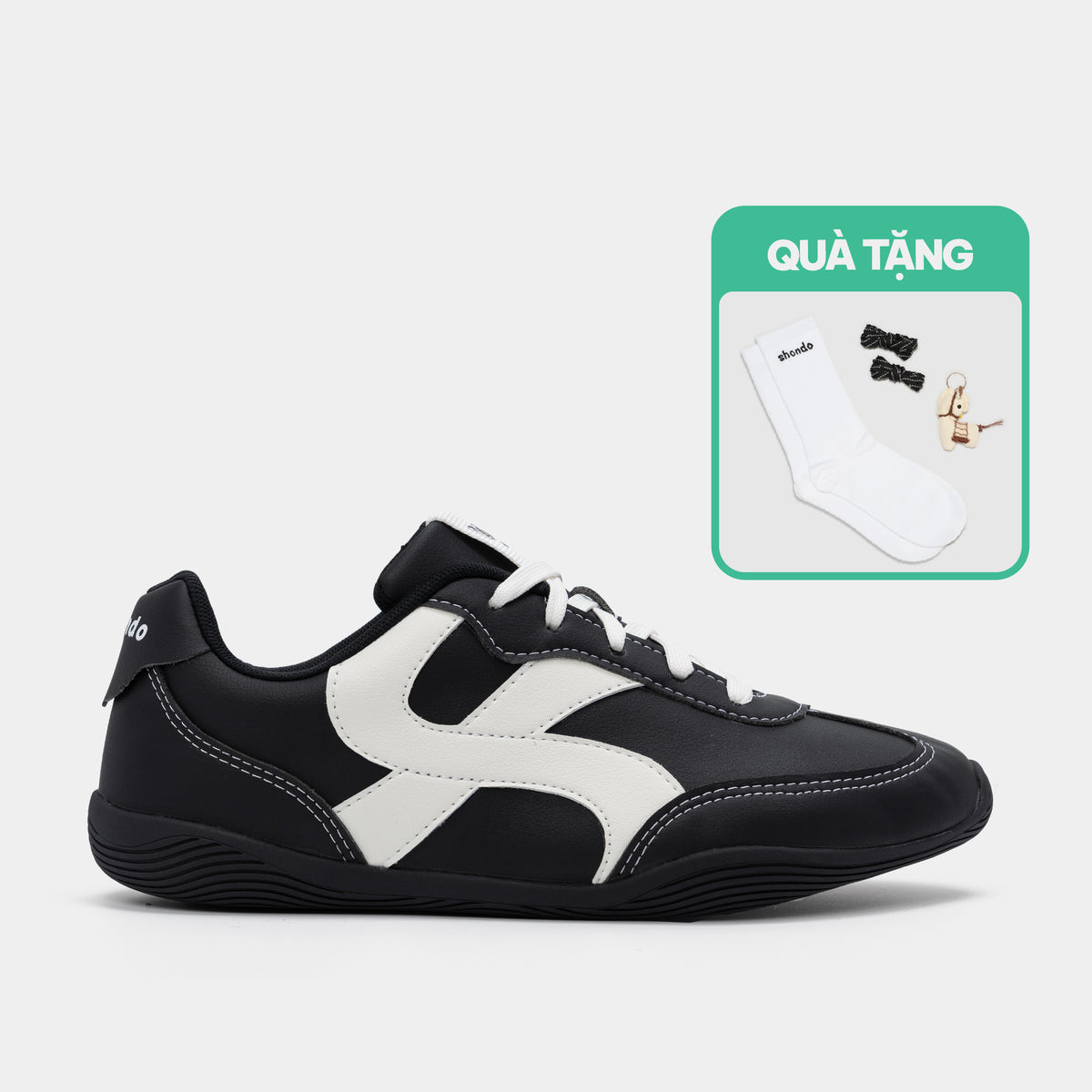Giày Sneaker Shondo Class 7 Đế Thấp Unisex Màu Đen