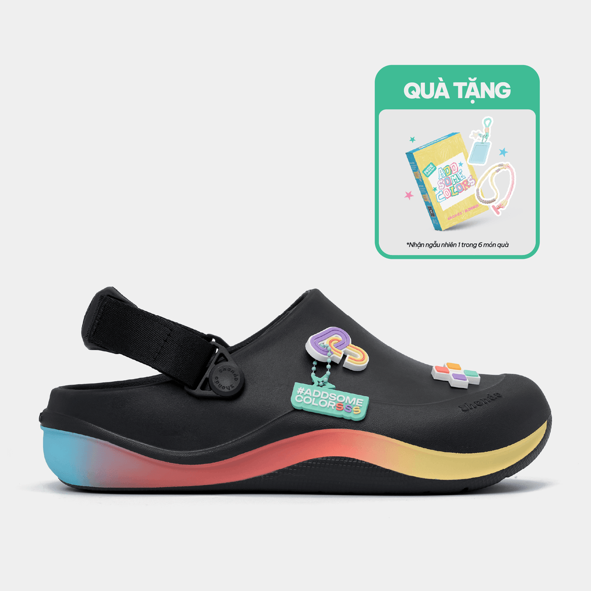 Giày Clog Suke Pride Unisex Cầu Vồng Lục Sắc Đen