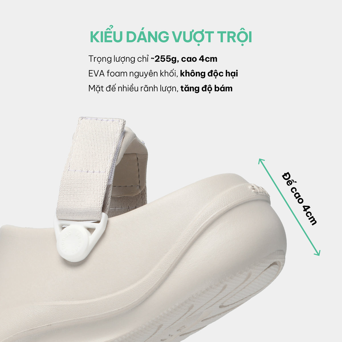 Clog SUKE nhựa đúc nam nữ trắng