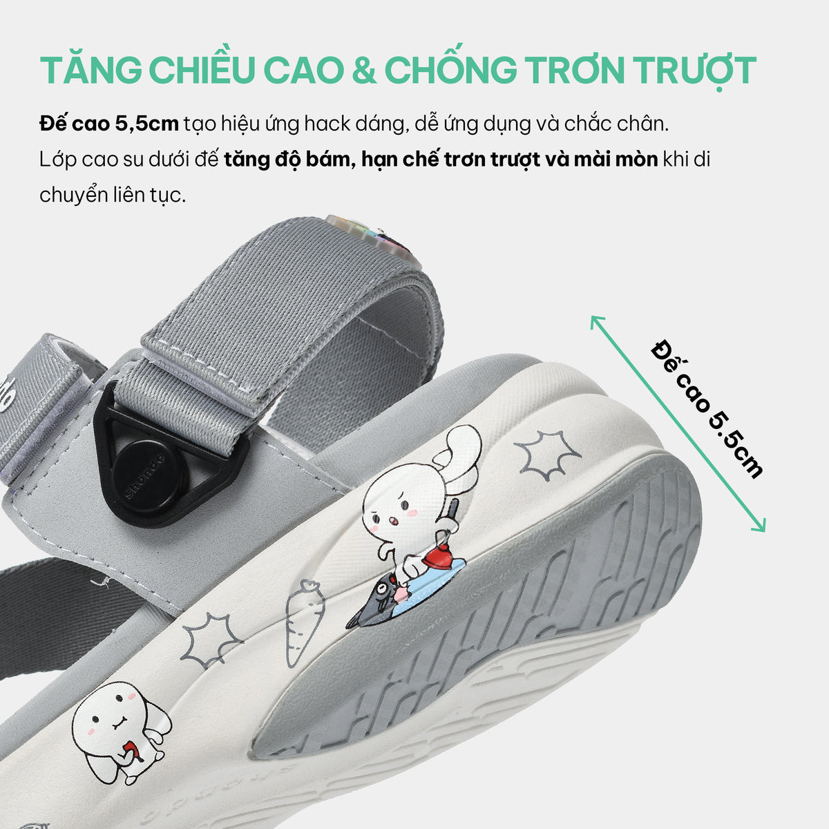 Sandal F8B T7M nam nữ khóa xoay xám