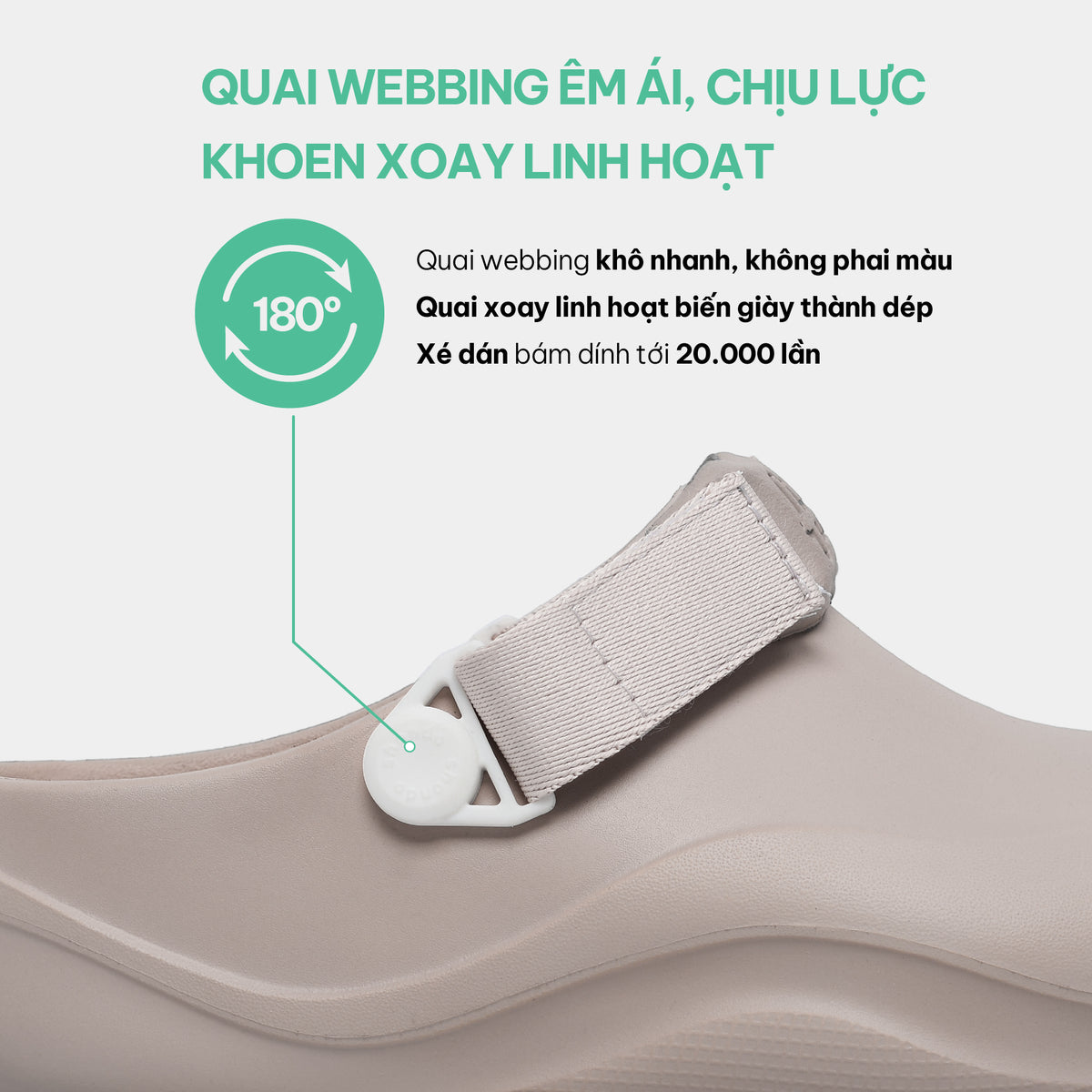 Clog nhựa đúc nữ Suke hồng be
