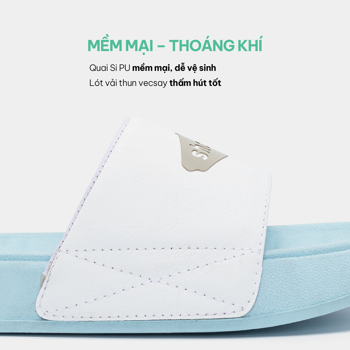 Dép Trendy 3 logo xanh trắng