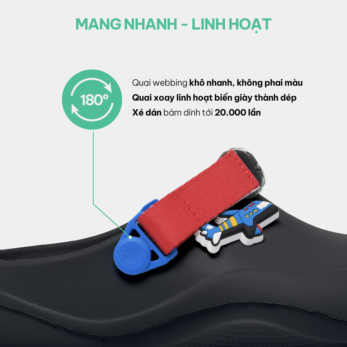 Clog Little Suke bé trai nhựa đúc đen