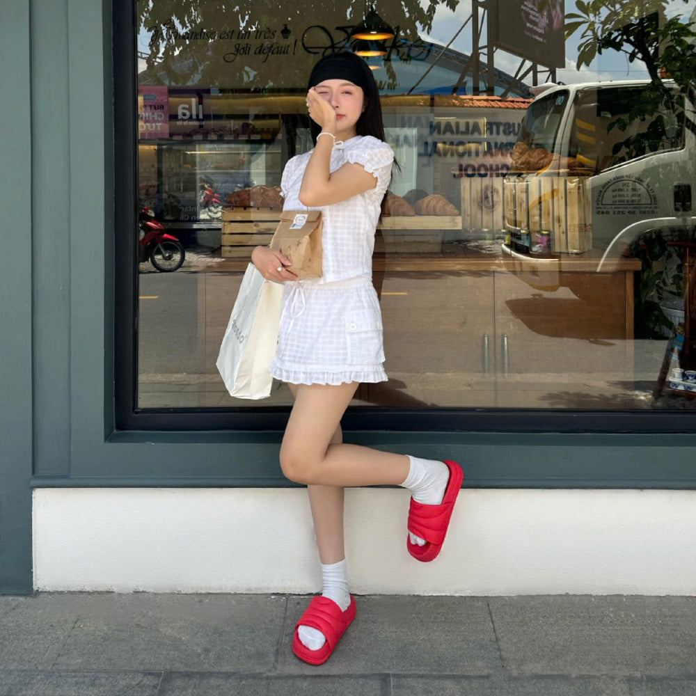 Dép bánh mì Trendy 5 quai nhựa đỏ