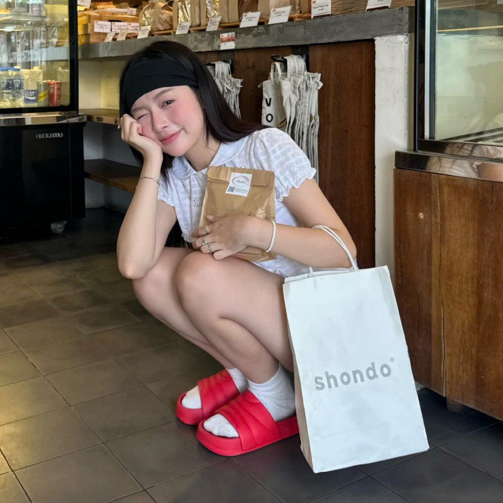 Dép bánh mì Trendy 5 quai nhựa đỏ