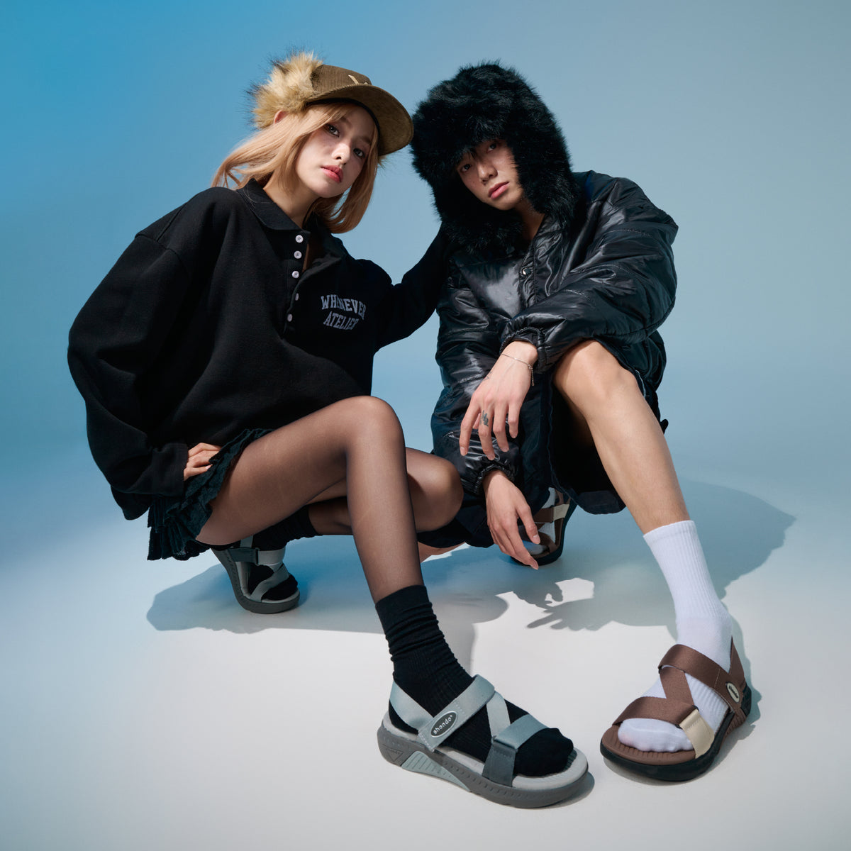 Sandal F7R nam nữ đi học quai chéo xám